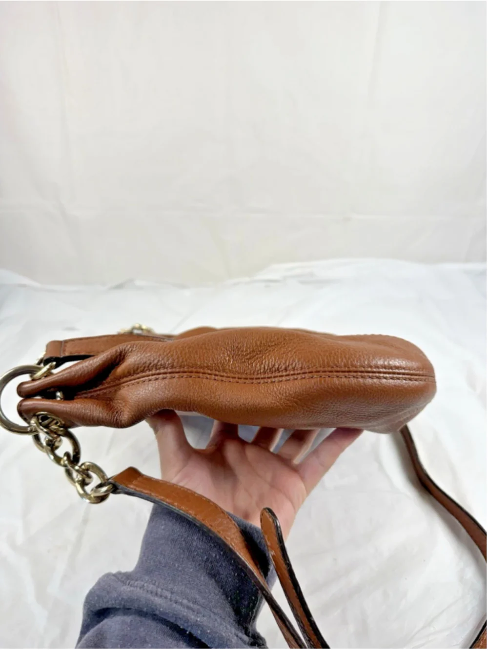 Michael Kors Large Brown Leather Shoulder Hobo Bag crossbody